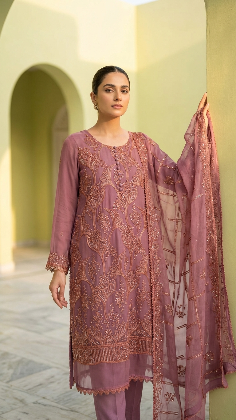 3 Piece Embroided Chiffon