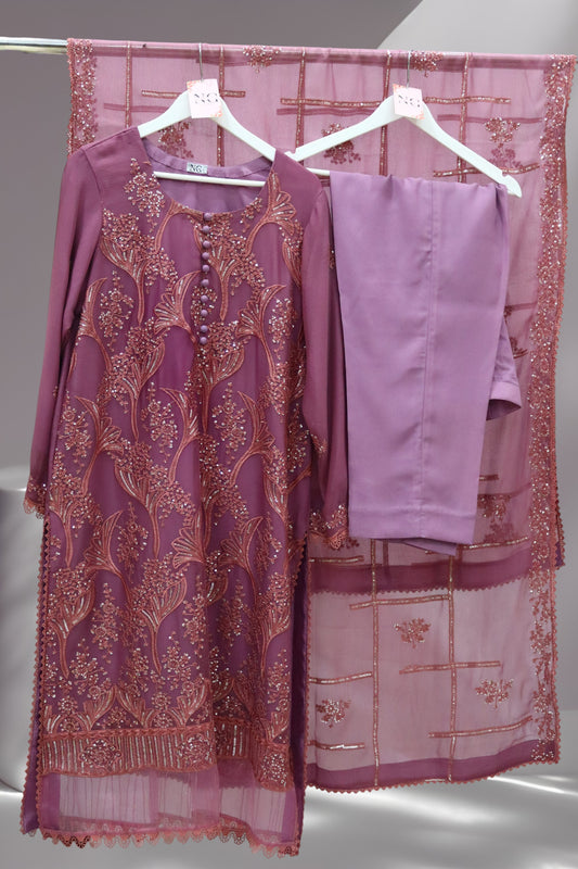 3 Piece Embroided Chiffon