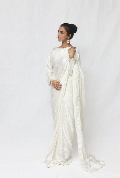 Ivory Bloom Saree