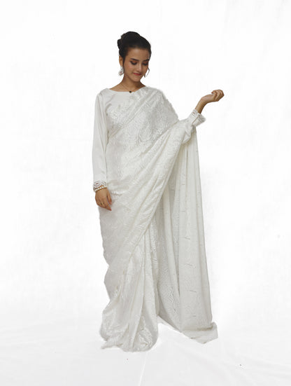 Ivory Bloom Saree