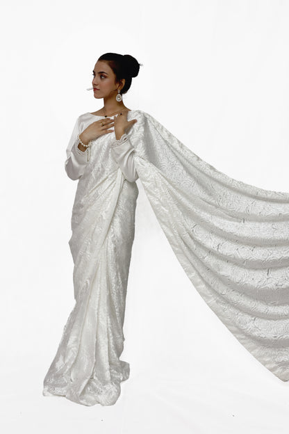 Ivory Bloom Saree