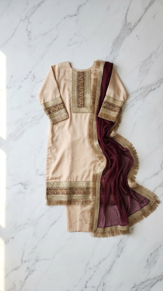 Maroon Veil Elegance