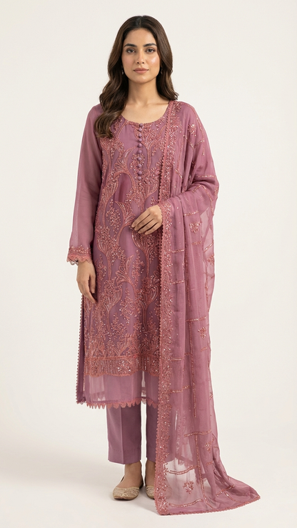 3 Piece Embroided Chiffon
